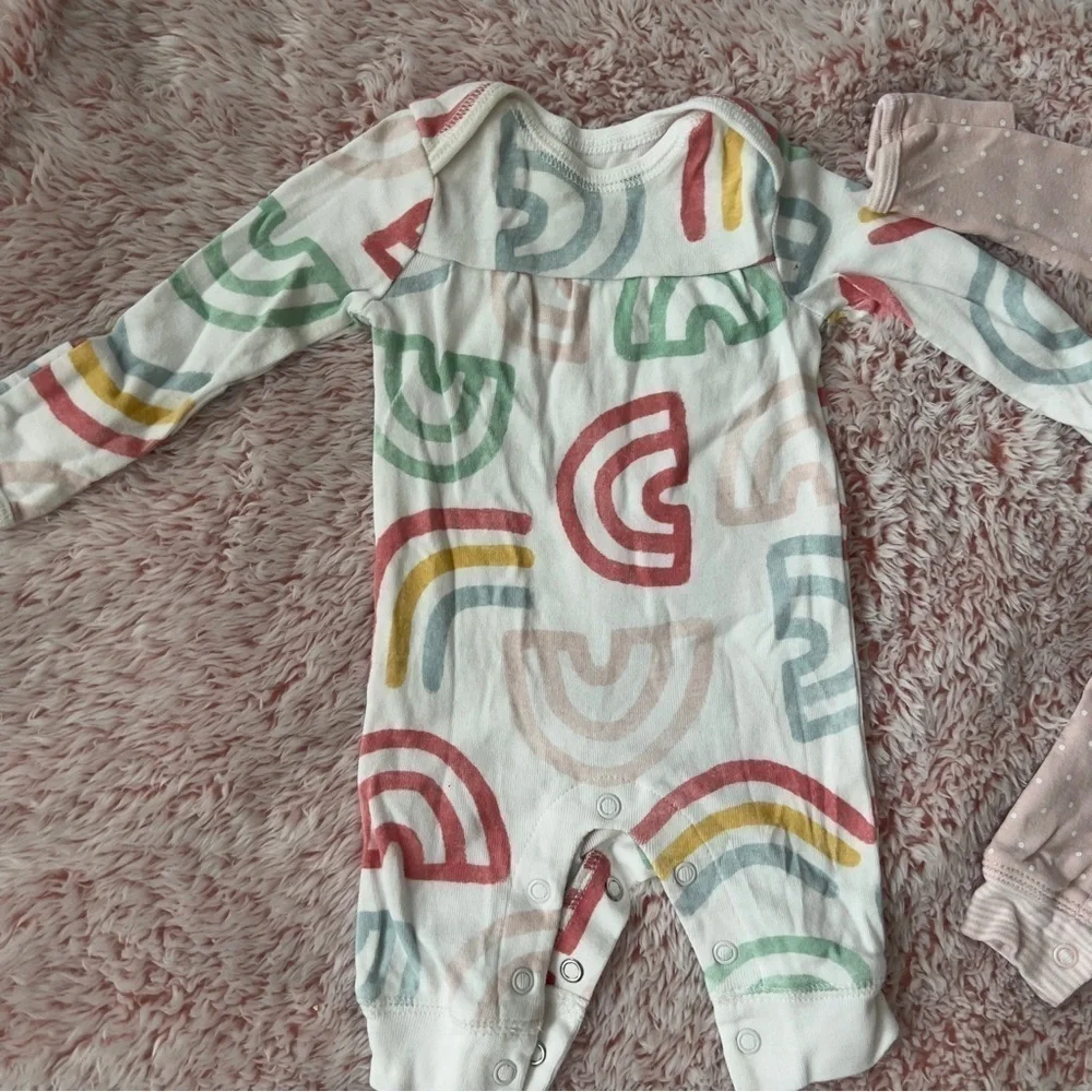 Carter’s Bundle Baby Girl Infant Newborn Sleeper Pajamas Pink Rainbow Cotton